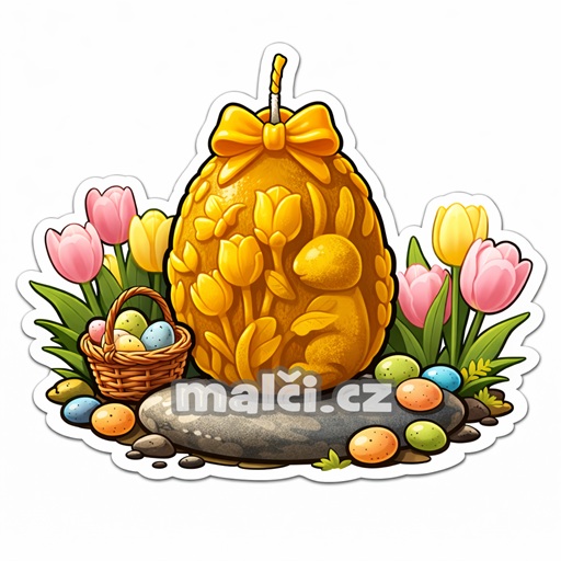 Samolepka Svíčka s tulipány v1