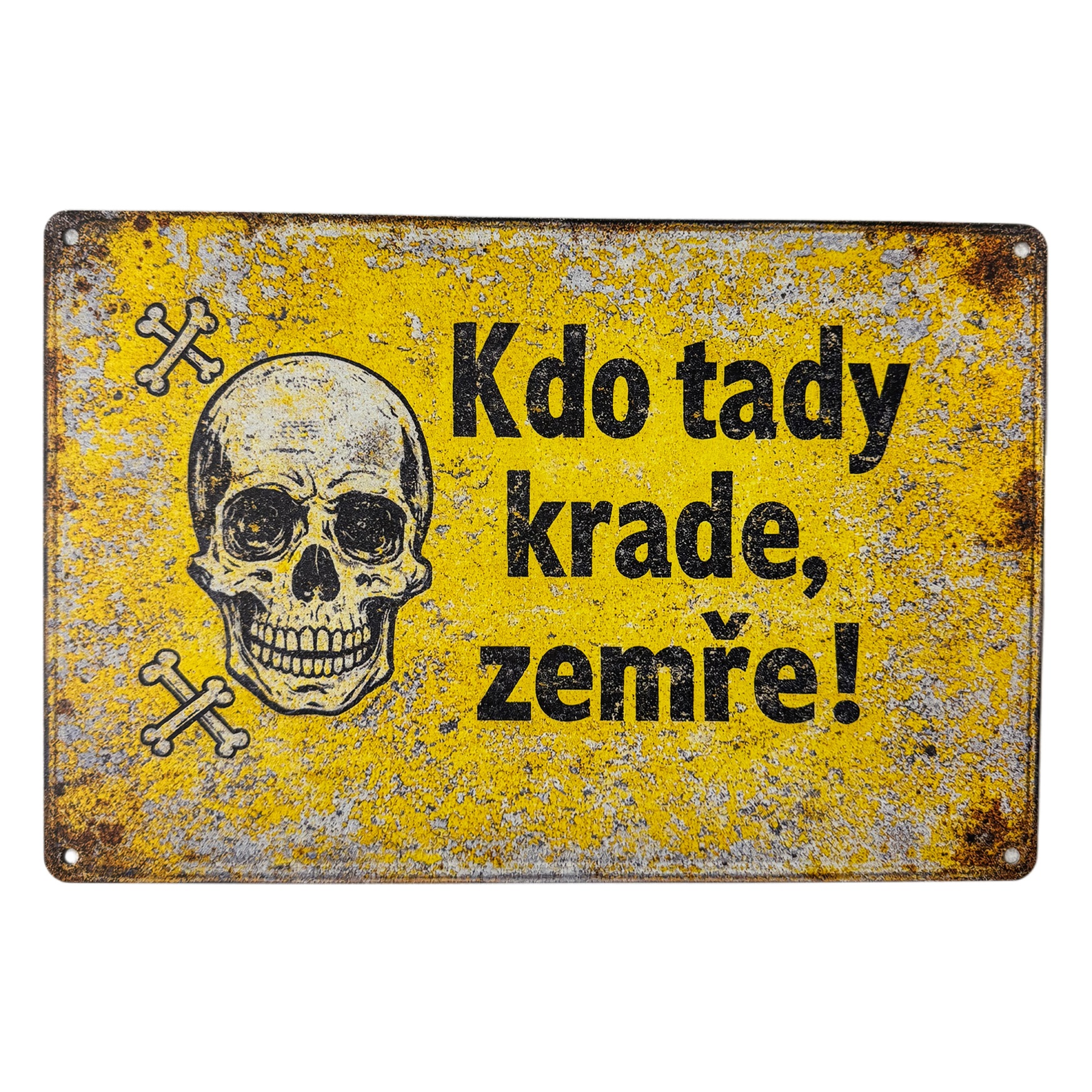 Hliníková dekorativní cedule - Kdo tady krade, 20x30cm