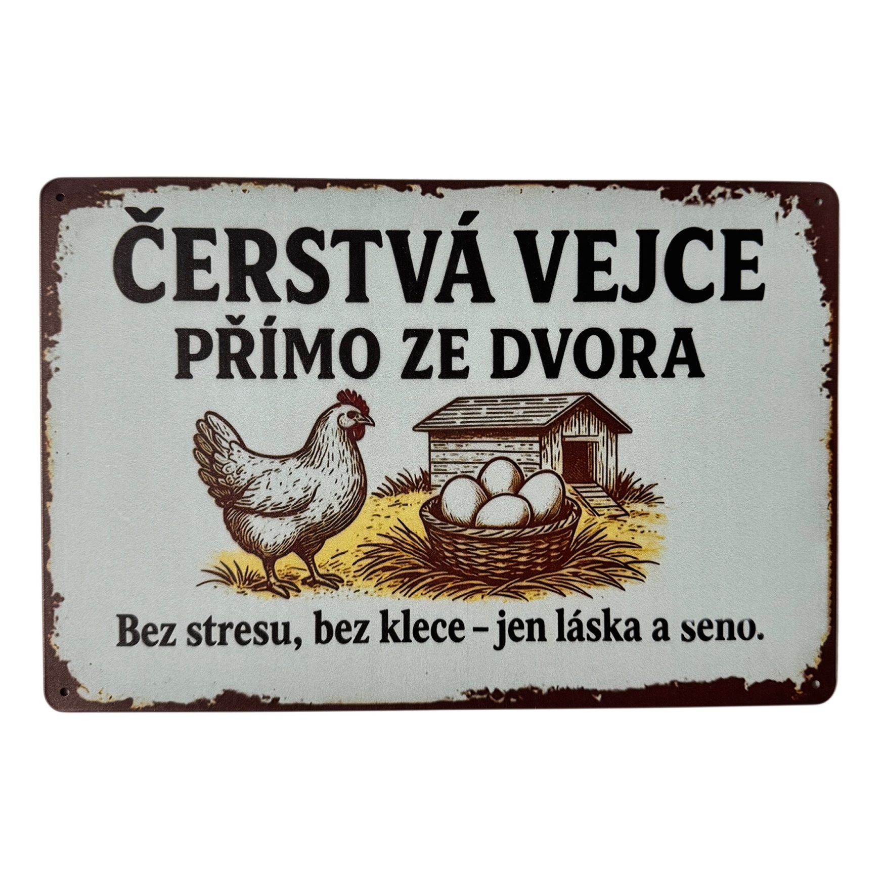 Hliníková dekorativní cedule - Čerstvá vejce, 20x30cm