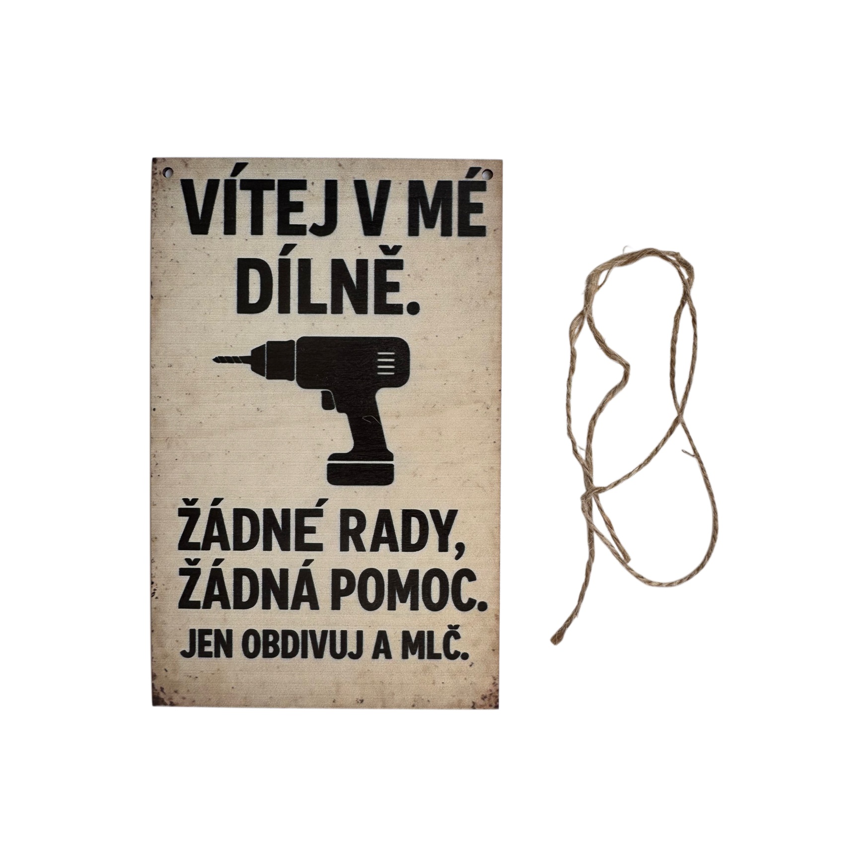 Dřevěná dekorativní cedule - Vítej v mé dílně, 15x20cm