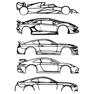 Kovová nástěnná dekorace s motivem automobilu