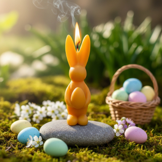 Svíčka z včelího vosku - Zajíček s vejcem 