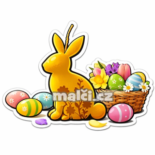 Samolepka Svíčka zajíček s vajíčky v1