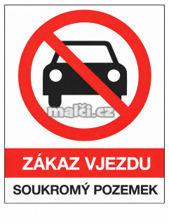 Samolepka Zákaz vjezdu – soukromý pozemek v2