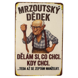 Dřevěná dekorativní cedule - Mrzoutský dědek, 13x20cm